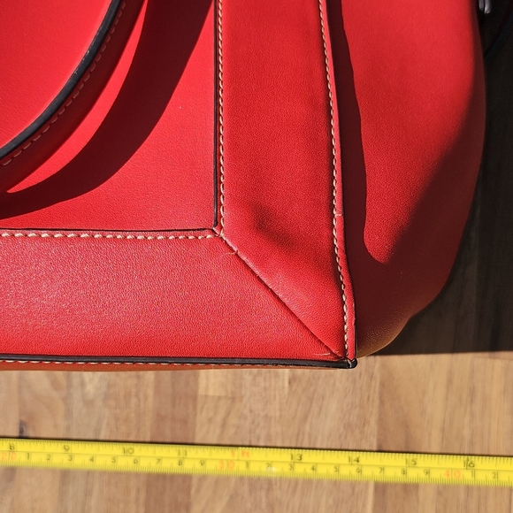 Anne Klein Red Satchel Shoulder Bag with Crossbody Strap Gold Hardware - Picture 10 of 14